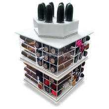 Wholesale Cosmetic Store Desktop Display 4-Way Pockets Lipstick Rotating Acrylic Lipstick Holder